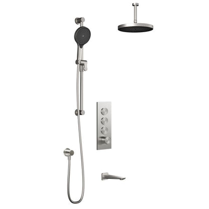 Kalia Plus - Moroka TB3 Shower system with push-buttons valve - Vertical arm