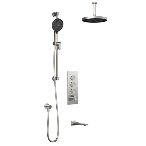 Kalia Plus - Moroka TB3 Shower system with push-buttons valve - Vertical arm