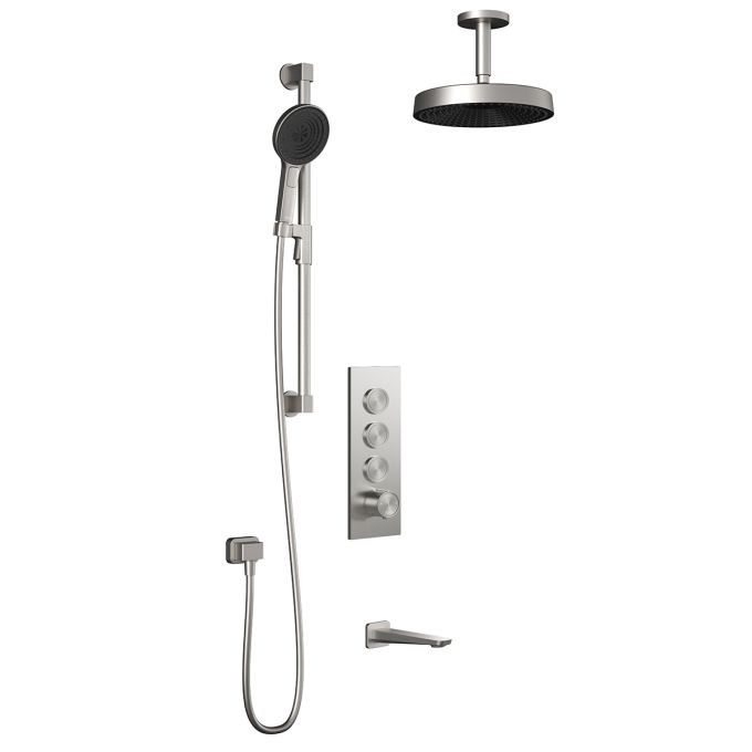 Kalia Premia - Moroka TB3 Shower system with push-buttons valve - Vertical arm