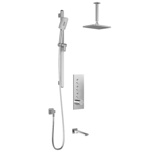 Kalia KAREO TB3 Shower systems with push-button valve - Vertical arm
