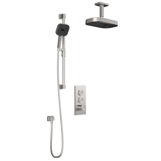 Kalia Premia - Kareo TB2 Shower system with push-buttons valve - Vertical arm