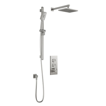 Kalia KAREO TB2 SHOWER SYSTEM WITH PUSH-BUTTONS VALVE - WALL ARM - PURE NICKEL – BF2099-125