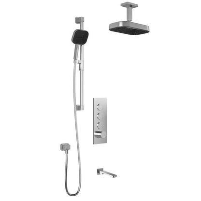 Kalia Premia - Kareo TB3 Shower system with push-buttons valve - Vertical arm