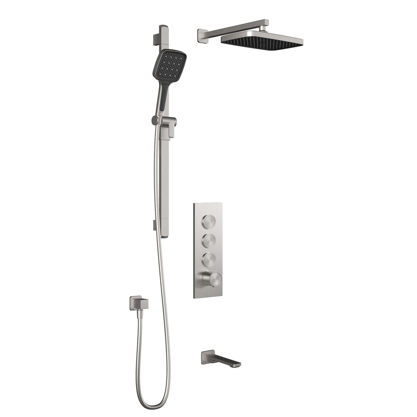 Kalia Plus - Kareo TB3 Shower system with push-buttons valve - Wall arm