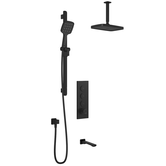 Kalia  Plus - Kareo TB3 Shower system with push-buttons valve - Vertical arm