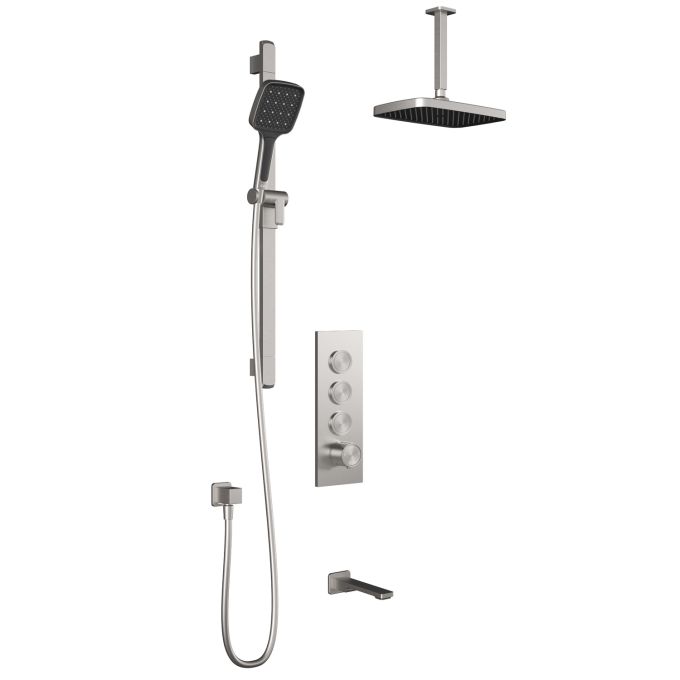 Kalia Plus - Kareo TB3 Shower system with push-buttons (without valve) - Vertical arm