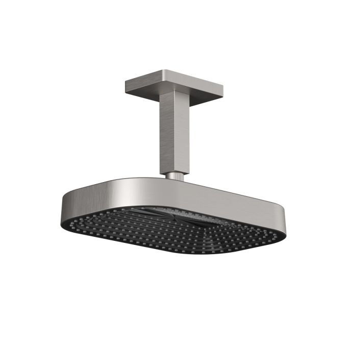 Kalia Kareo - Premia 325mm x 200mm (12 ¾'' x 7 ⅞'') square rainhead and vertical ceiling arm