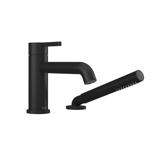 Kalia BASICO PRESSURE BALANCE 2-PIECE DECKMOUNT TUB FILLER WITH HANDSHOWER - MATTE BLACK – BF2214-160