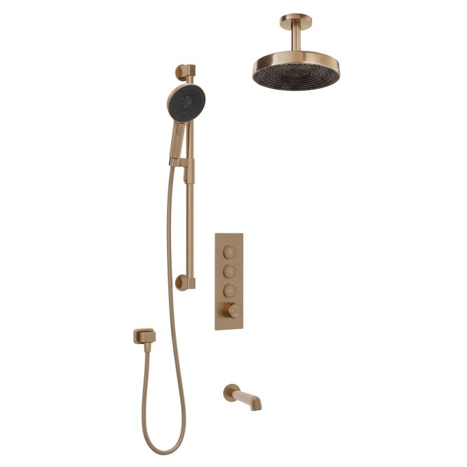 Kalia ELVA TB3 PREMIA : AQUATONIK™ T/P Push-Button Shower System with Vertical Ceiling Arm