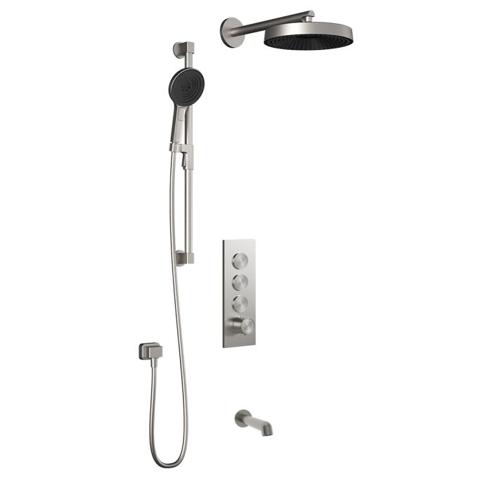 Kalia ELVA TB3 PREMIA (Valve Not Included) : AQUATONIK™ T/P Push-Button Shower System with Wall arm