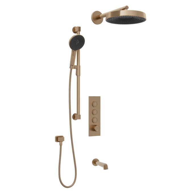 Kalia ELVA TB3 PREMIA (Valve Not Included) : AQUATONIK™ T/P Push-Button Shower System with Wall arm