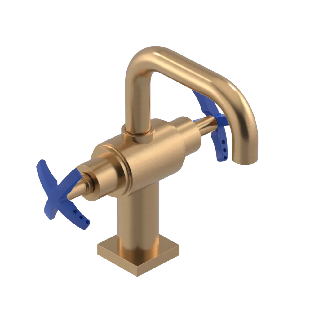Rubinet Single Hole Dual Handle Lav. Set. with Genesis spout (less drain) Satin Gold