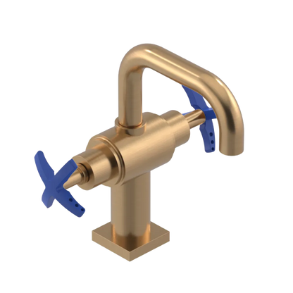 Rubinet Single Hole Dual Handle Lav. Set. with Genesis spout (less drain) Satin Gold