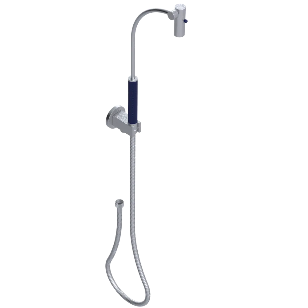 Rubinet Hand Held Shower Bidet with Extended Reach & Dual Function Spray Including Wall Bracket with Supply & Hose (Round) Satin Chrome