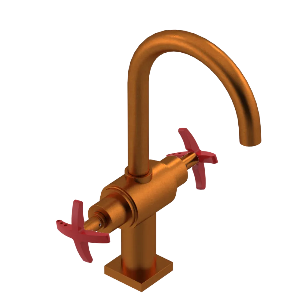 Rubinet Single Hole Dual Handle Lav. Set. (less drain) Antique Copper Matt