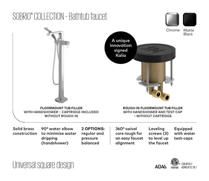 Kalia Sobrio Pressure balance floormount tub filler with handshower – BF1862-160