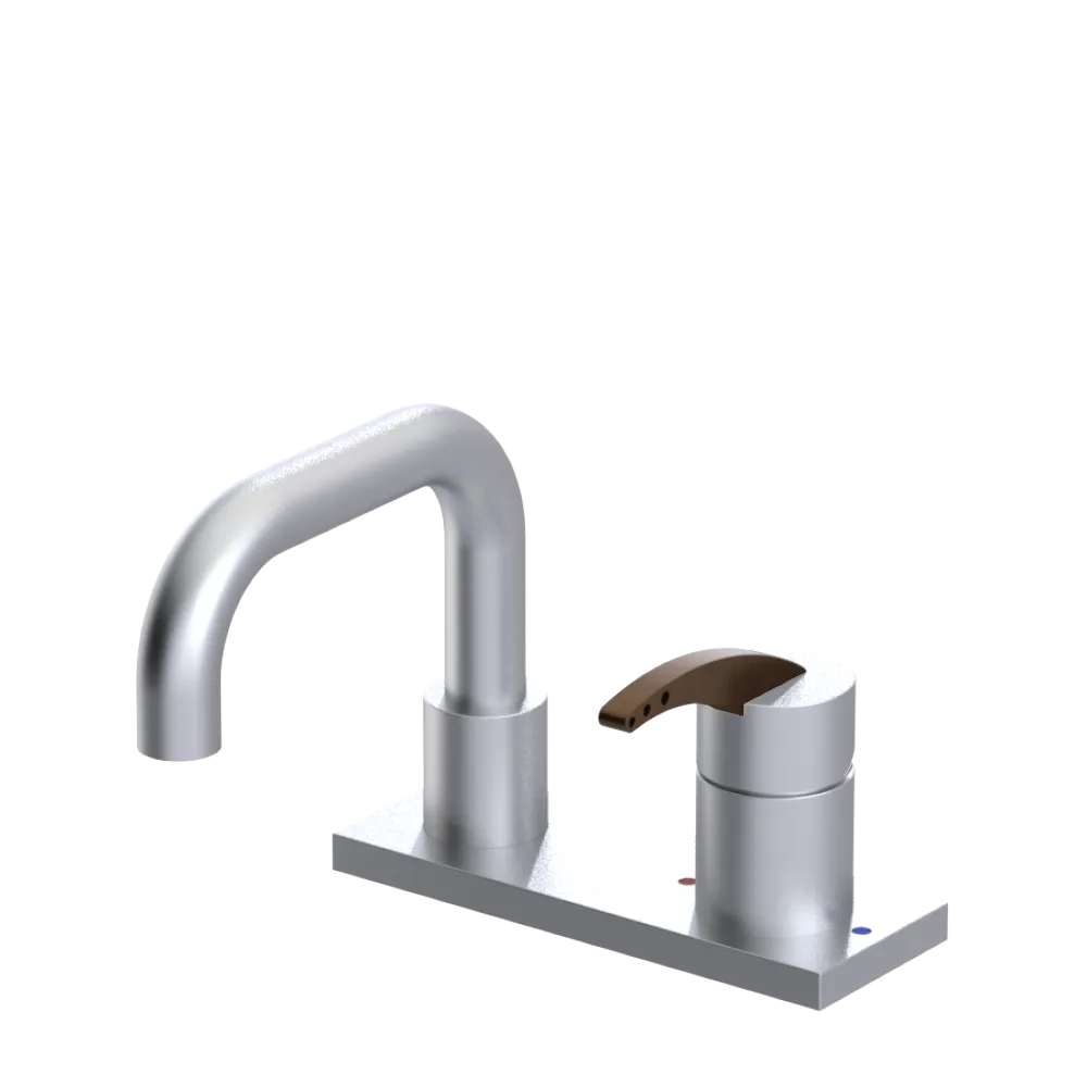 Rubinet 4" Centre Single Control Lav. Set. with Genesis spout (less drain) Satin Chrome