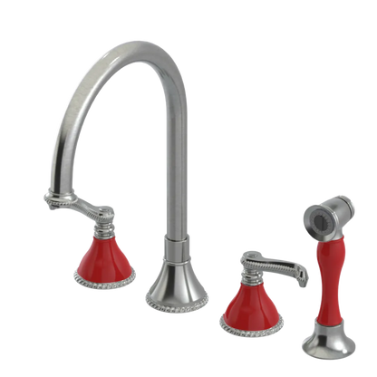 Rubinet Widespread Kitchen Set with Hand Spray Satin Nickel