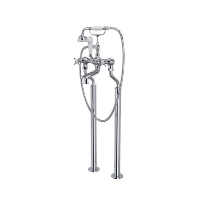 Perrin & Rowe Edwardian Exposed Floor Mount Tub Filler with Handshower