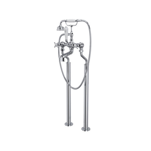 Perrin & Rowe Edwardian Exposed Floor Mount Tub Filler with Handshower