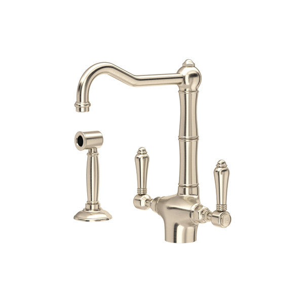 ROHL Acqui Single Hole Column Spout Kitchen Faucet With Sidespray
