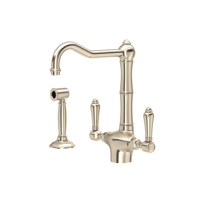 ROHL Acqui Single Hole Column Spout Kitchen Faucet With Sidespray