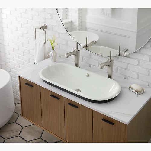 Iron Plains® 33" oval drop-in/undermount bathroom sink