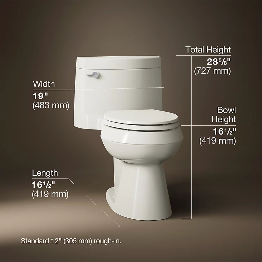 Cimarron® One-piece elongated toilet with concealed trapway, 1.28 gpf