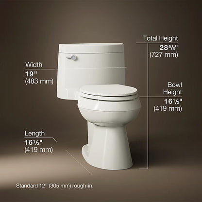 Cimarron® One-piece elongated toilet with concealed trapway, 1.28 gpf