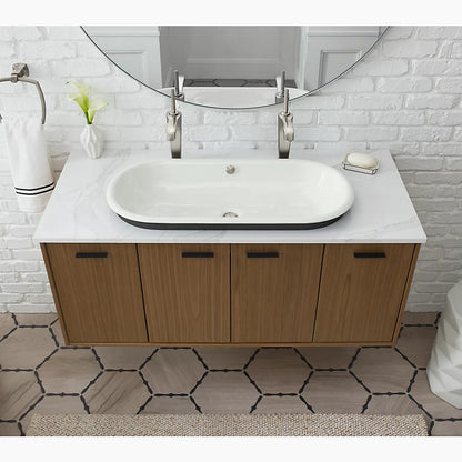 Iron Plains® 33" oval drop-in/undermount bathroom sink