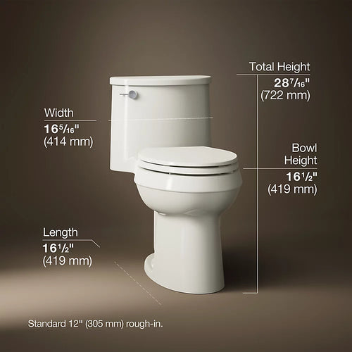 Adair® One-piece elongated toilet, 1.28 gpf