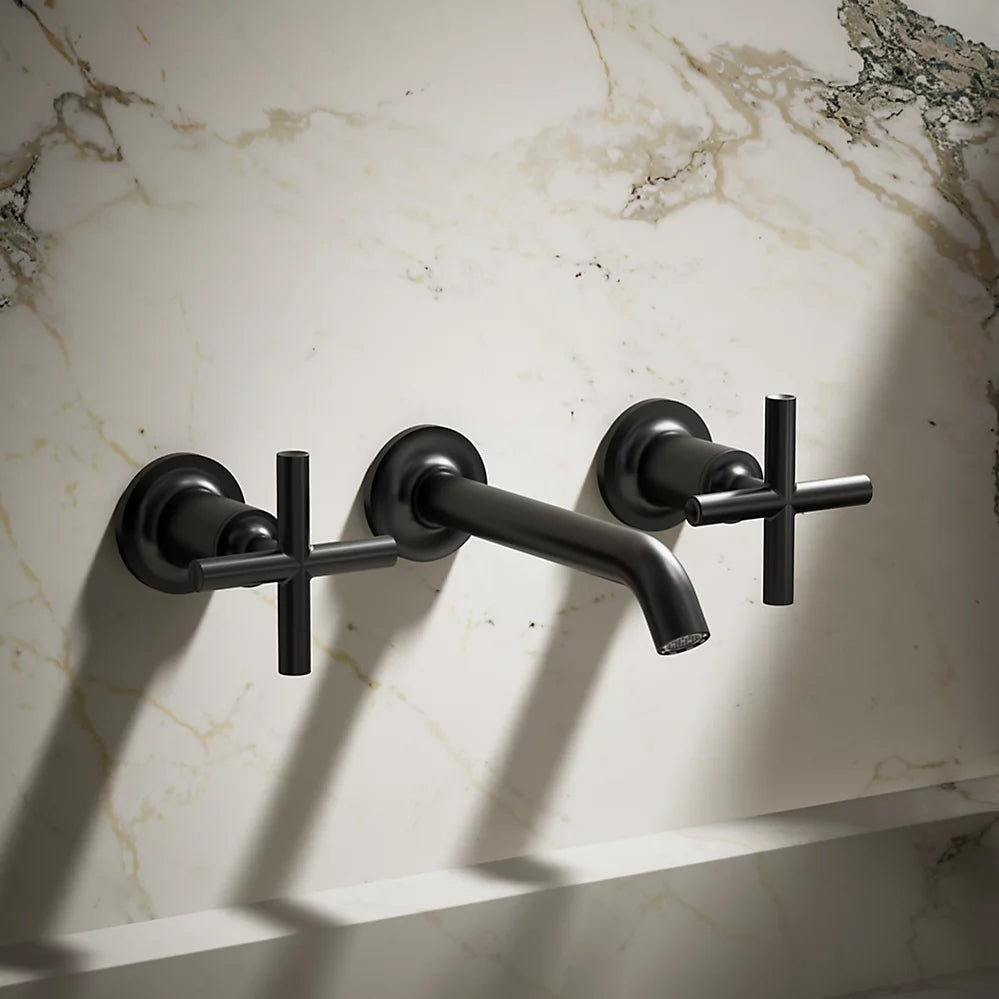 Purist® Wall-mount bathroom sink faucet trim with Cross handles, 1.2 gpm