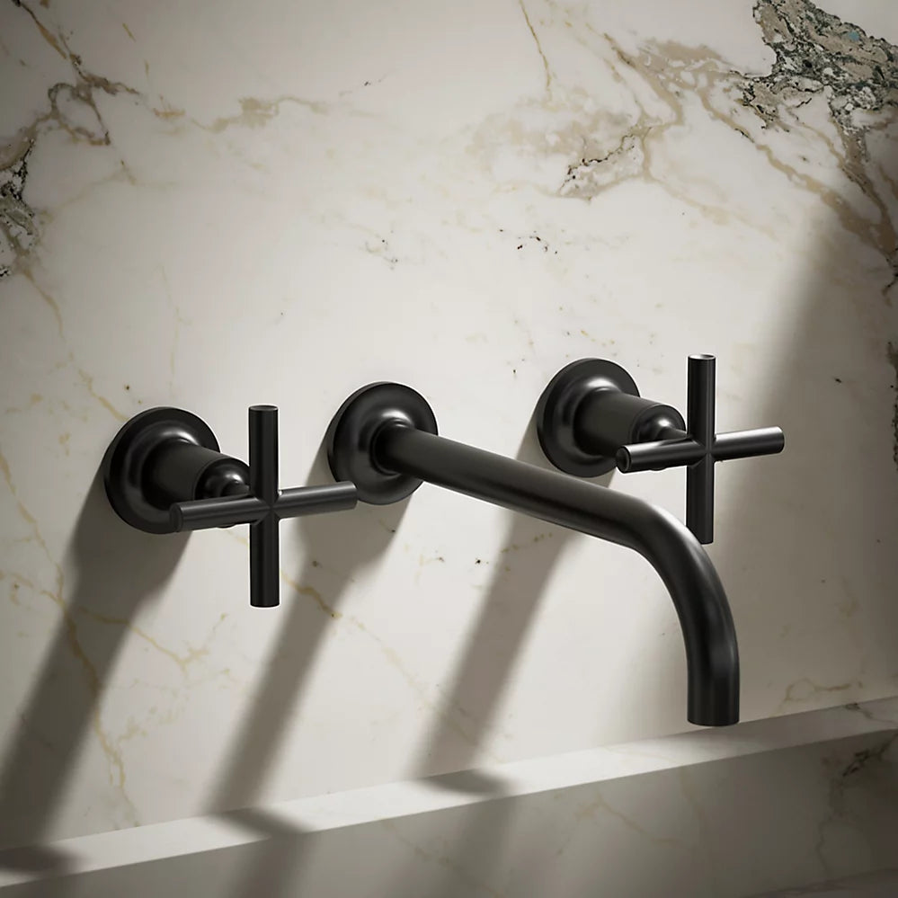 Purist® Wall-mount bathroom sink faucet trim with Cross handles, 1.2 gpm