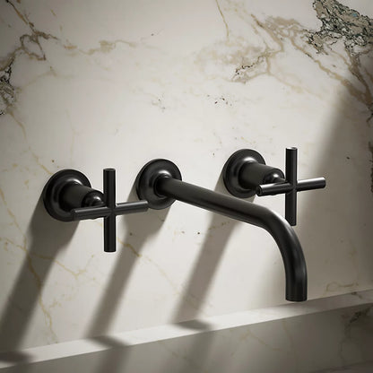 Purist® Wall-mount bathroom sink faucet trim with Cross handles, 1.2 gpm