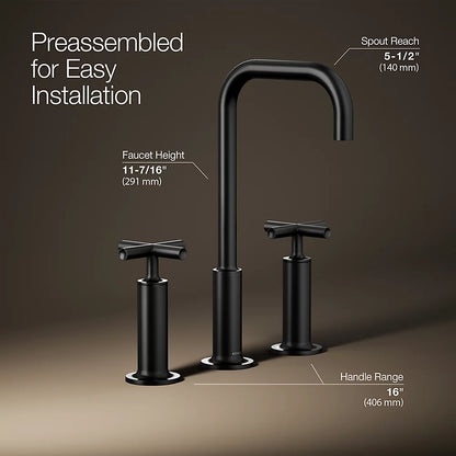 Purist® Widespread bathroom sink faucet with Cross handles, 1.2 gpm