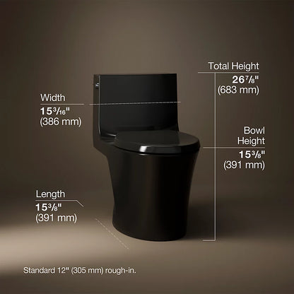 Veil® One-piece elongated toilet with skirted trapway, dual-flush