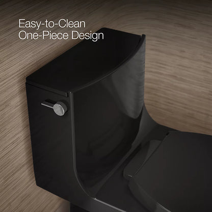 Veil® One-piece elongated toilet with skirted trapway, dual-flush
