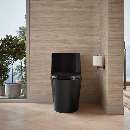 Veil® One-piece elongated toilet with skirted trapway, dual-flush