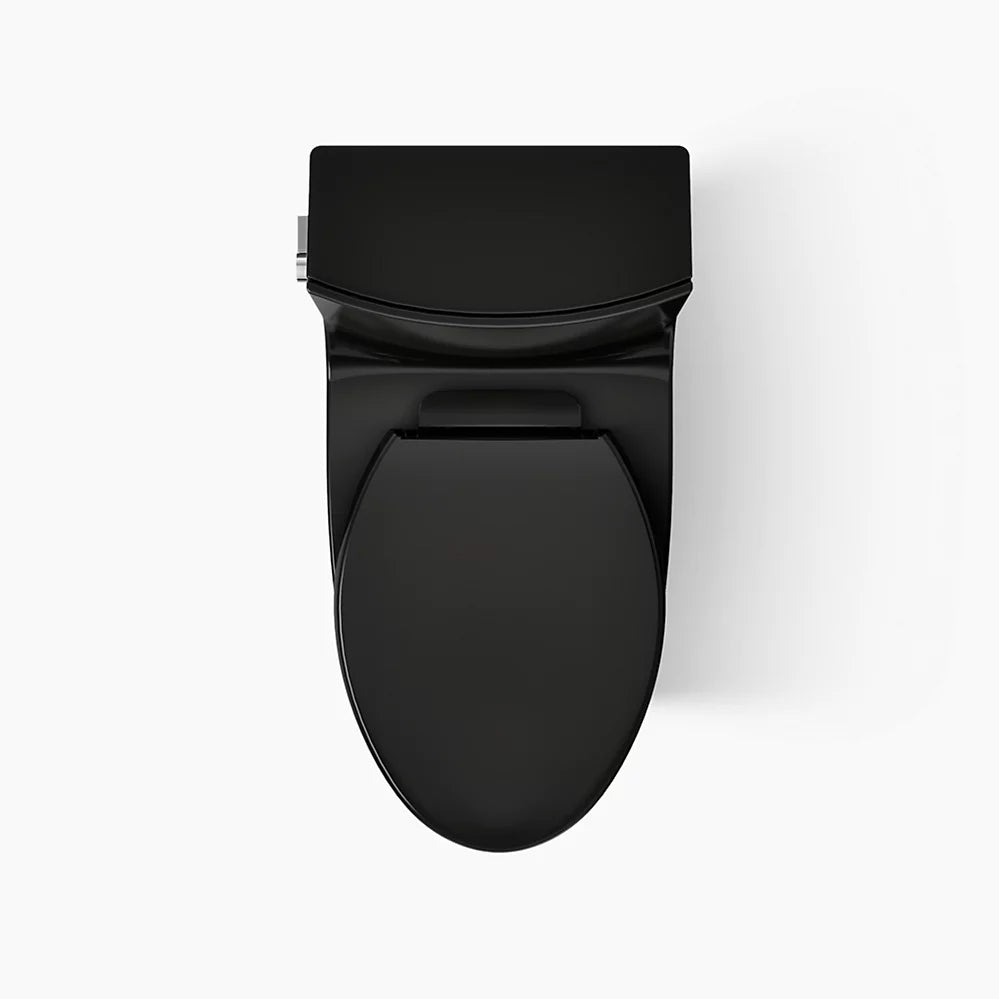 Veil® One-piece elongated toilet with skirted trapway, dual-flush