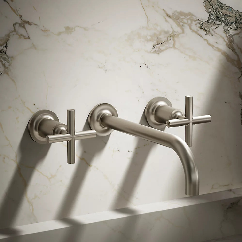 Purist® Wall-mount bathroom sink faucet trim with Cross handles, 1.2 gpm