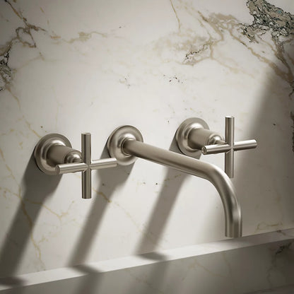 Purist® Wall-mount bathroom sink faucet trim with Cross handles, 1.2 gpm