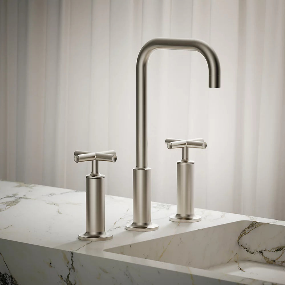 Purist® Widespread bathroom sink faucet with Cross handles, 1.2 gpm