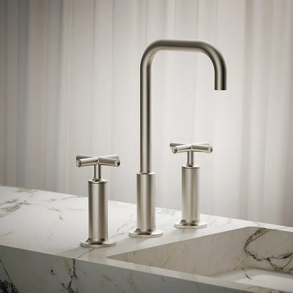 Purist® Widespread bathroom sink faucet with Cross handles, 1.2 gpm