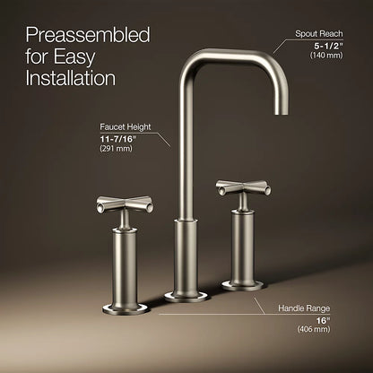 Purist® Widespread bathroom sink faucet with Cross handles, 1.2 gpm