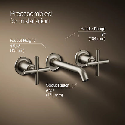 Purist® Wall-mount bathroom sink faucet trim with Cross handles, 1.2 gpm