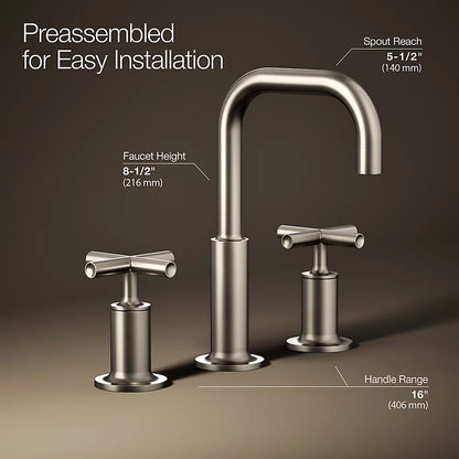 Purist® Widespread bathroom sink faucet with Cross handles, 1.2 gpm