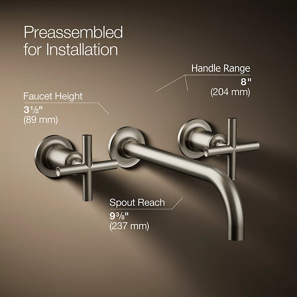 Purist® Wall-mount bathroom sink faucet trim with Cross handles, 1.2 gpm