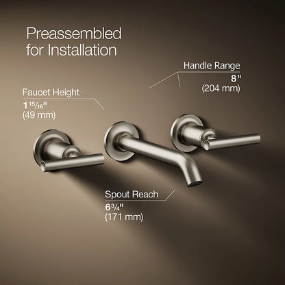 Purist® Wall-mount bathroom sink faucet trim with Lever handles, 1.2 gpm