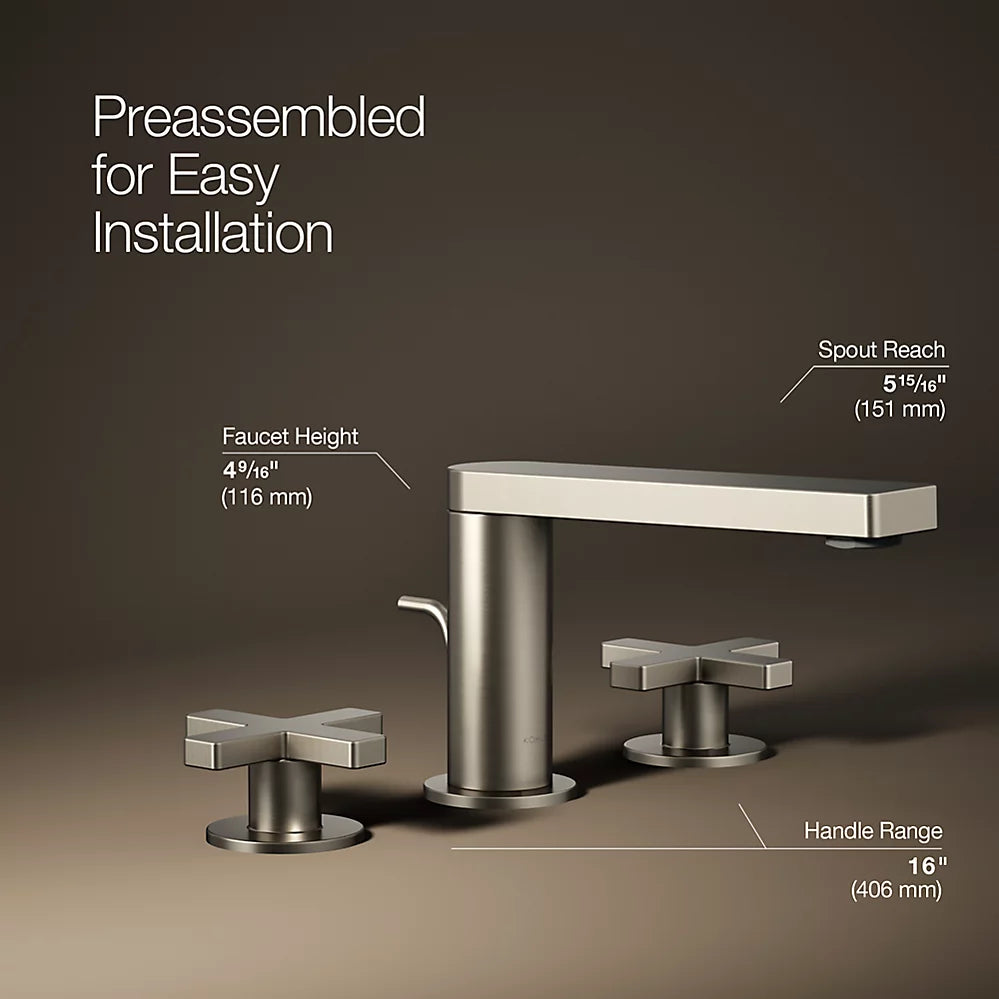 Composed® Widespread bathroom sink faucet with Cross handles, 1.2 gpm