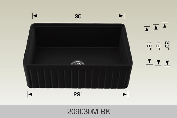 BOSCO 209030M BK Fireclay Apron Series Sink